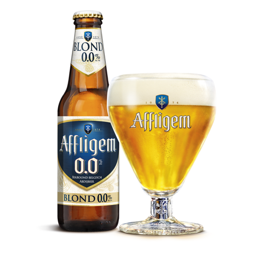 Affligem 0,0 fles en glas